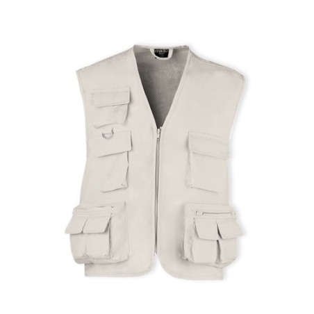 Gilet personnalisé unique reporter soviétique Matières : coton Taille textile : L Couleurs : bleu marine objet publicitaire robu