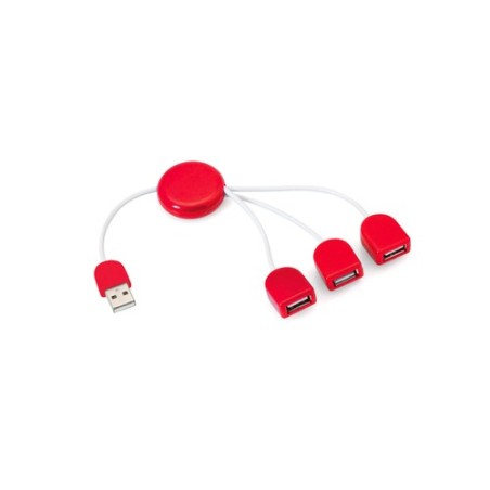 Hub USB Personnalisé Éco-responsable - Accessoire Informatique Pod Couleurs : rouge goodies publicitaire événementiel