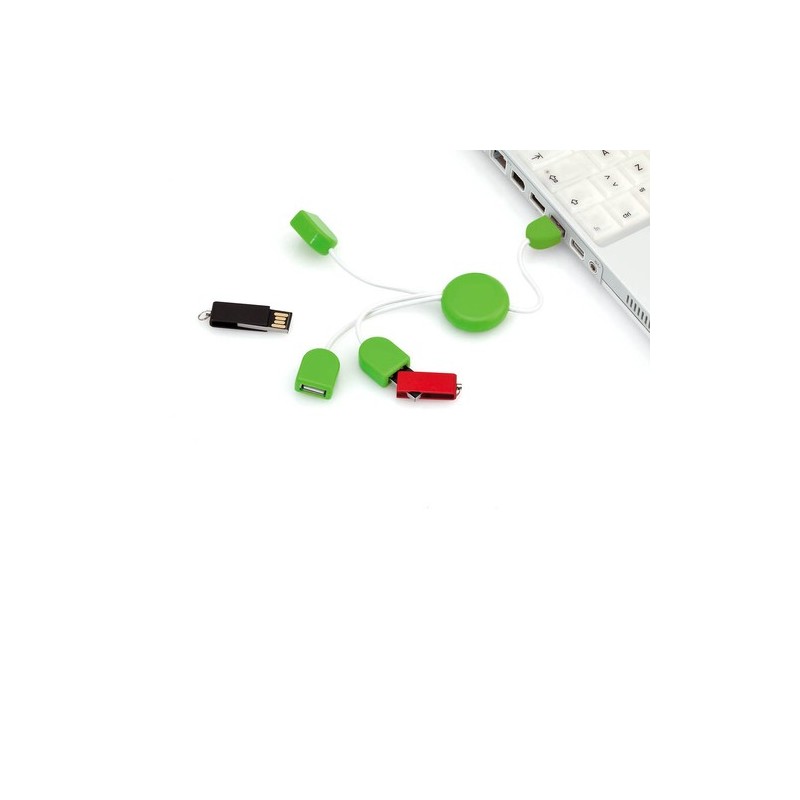Hub USB Personnalisé Éco-responsable - Accessoire Informatique Pod Couleurs : rouge goodies publicitaire événementiel