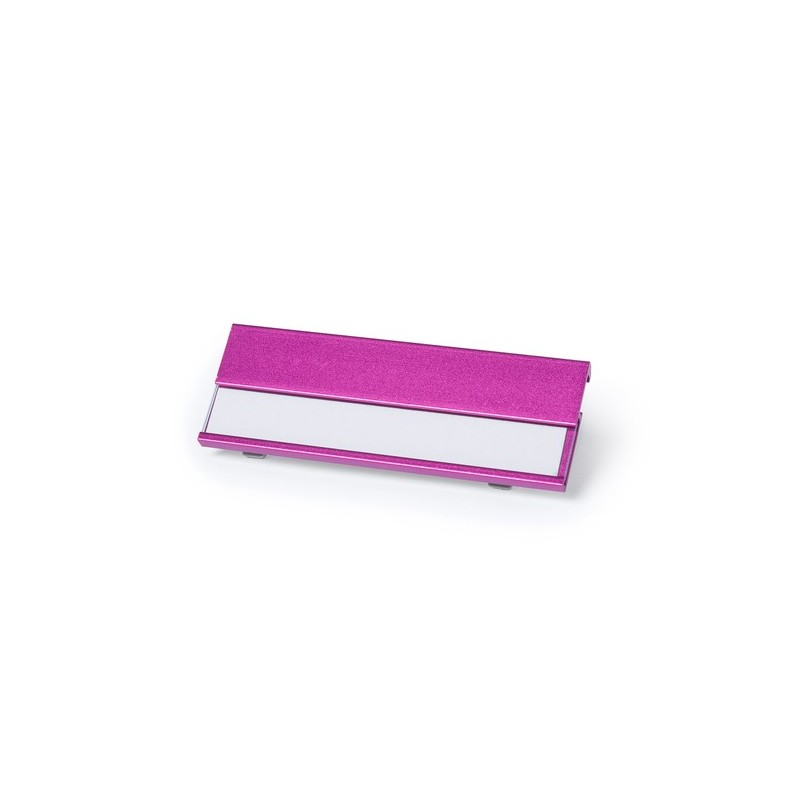 Porte-badge personnalisé  Badge Bindel Matières : aluminium Couleurs : fuchsia impression haute définition