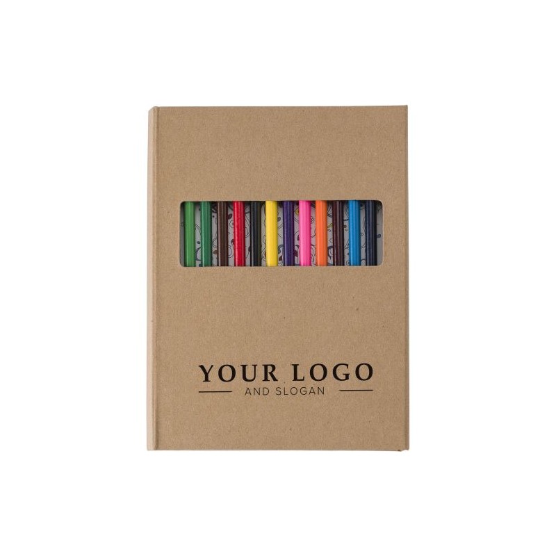 Carnet à dessins créatif idéal - Kora Matières : papier Couleurs : brun personnalisable avec votre logo