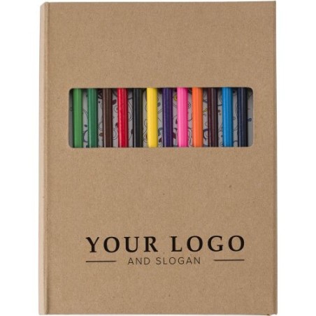 Carnet à dessins créatif idéal - Kora Matières : papier Couleurs : brun personnalisable avec votre logo