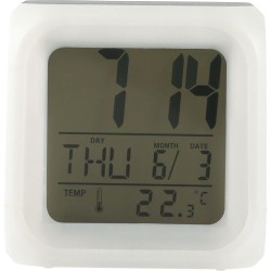 Horloge de bureau lumineuse personnalisée cube Leona avec changement de couleurs Matières : HIPS Couleurs : blanc 2