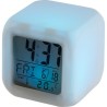 Horloge de bureau lumineuse personnalisée cube Leona avec changement de couleurs Matières : HIPS Couleurs : blanc marquage laser