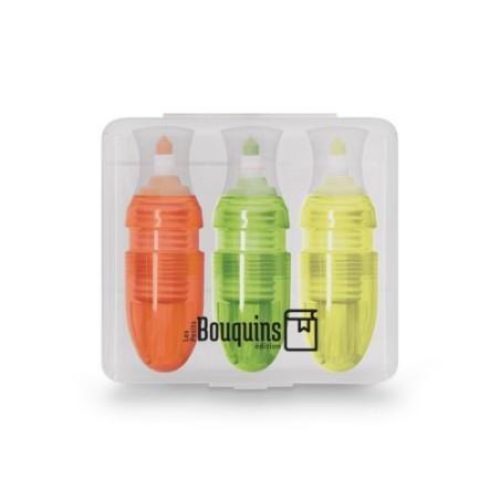 Boîte de 3 Surligneurs Colorés Personnalisée pas cher goodies publicitaire événementiel
