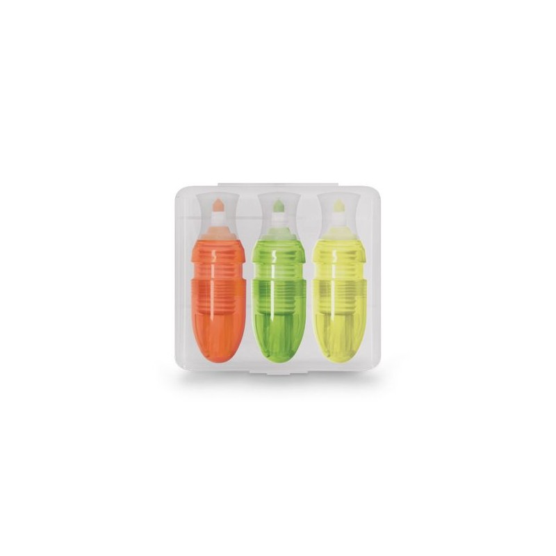 Boîte de 3 Surligneurs Colorés Personnalisée pas cher marquage laser ultra précis