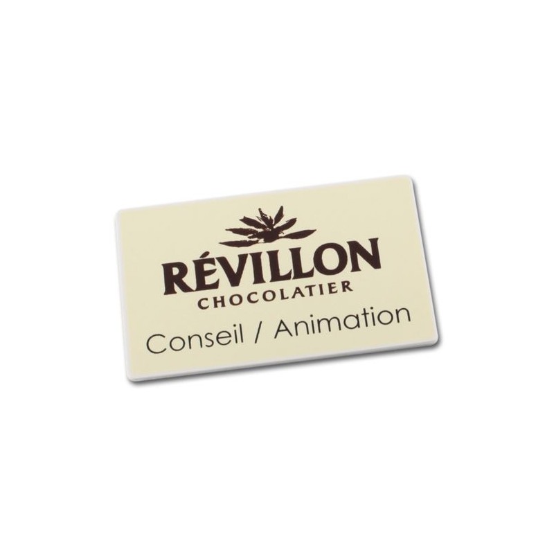 Badge Plastique Rectangulaire 70x43 mm avec Pince Épingle Personnalisé cadeau entreprise pas cher