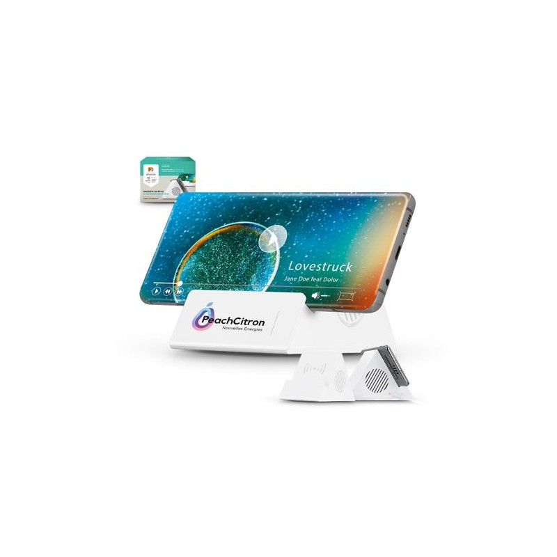 Enceinte Bluetooth 5.0 et Chargeur Induction Personnalisés - 3-en-1 Éco-responsable