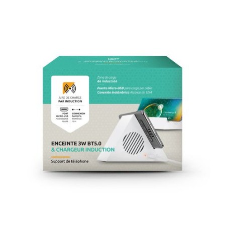 Enceinte Bluetooth 5.0 et Chargeur Induction Personnalisés - 3-en-1 Éco-responsable impression haute définition