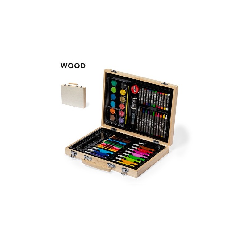 Set de Peinture et de Colorisation Éco-responsable Personnalisé pas cher - Trousse Lanzini Matières : bois