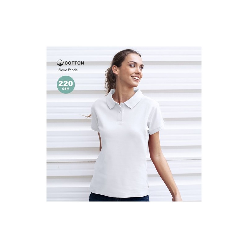 Polo Blanc Confortable et Stylé Personnalisé Femme - Koupan Matières : coton Taille textile : S Couleurs : blanc personnalisatio