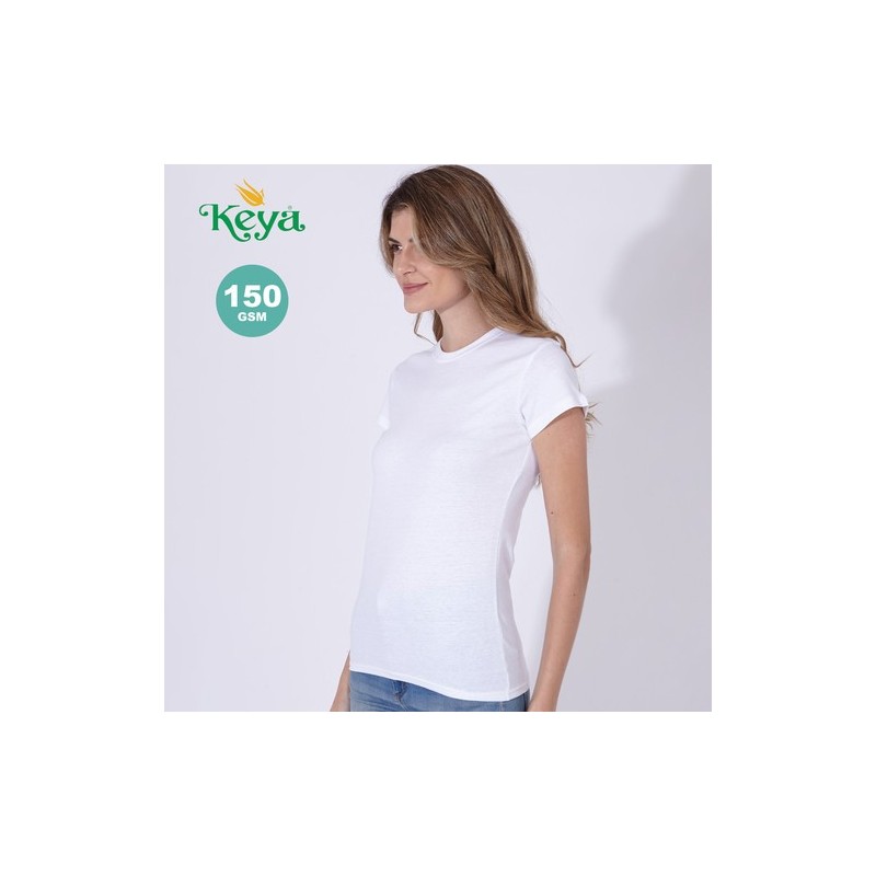 T-Shirt Femme Blanc Personnalisé WCS150 "keya" Matières : coton Taille textile : L Couleurs : blanc objet promotionnel éco-respo