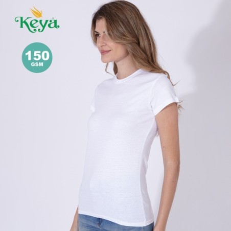 T-Shirt Femme Blanc Personnalisé WCS150 "keya" Matières : coton Taille textile : L Couleurs : blanc objet promotionnel éco-respo