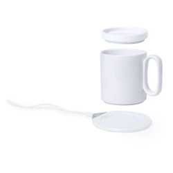 Chauffe-tasses sans fil personnalisé 10W  Kalan Matières : céramique Couleurs : blanc