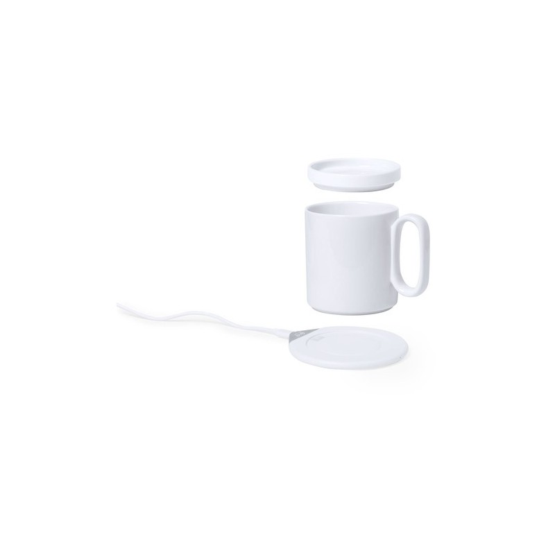 Chauffe-tasses sans fil personnalisé 10W  Kalan Matières : céramique Couleurs : blanc