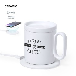 Chauffe-tasses sans fil personnalisé 10W  Kalan Matières : céramique Couleurs : blanc 2