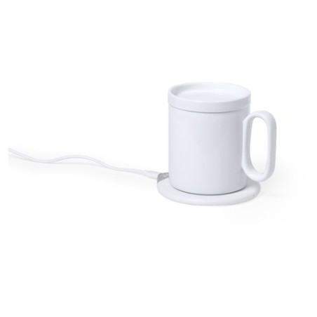 Chauffe-tasses sans fil personnalisé 10W  Kalan Matières : céramique Couleurs : blanc goodies publicitaire événementiel