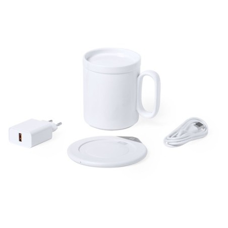 Chauffe-tasses sans fil personnalisé 10W  Kalan Matières : céramique Couleurs : blanc impression haute définition