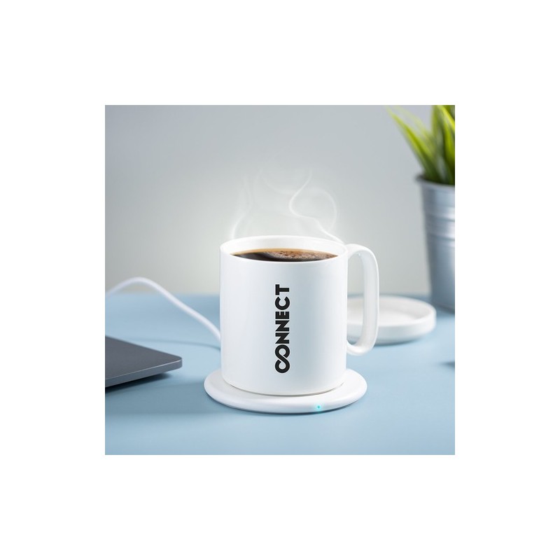 Chauffe-tasses sans fil personnalisé 10W  Kalan Matières : céramique Couleurs : blanc livraison express 24h 48h