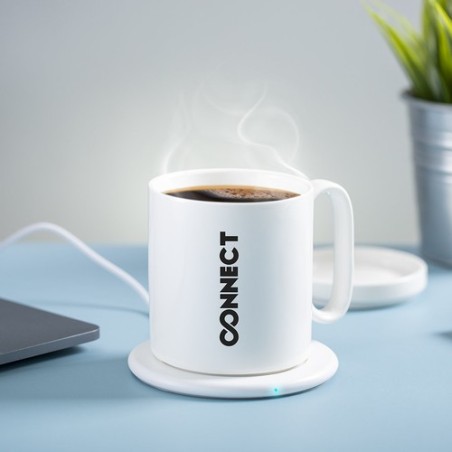 Chauffe-tasses sans fil personnalisé 10W  Kalan Matières : céramique Couleurs : blanc livraison express 24h 48h