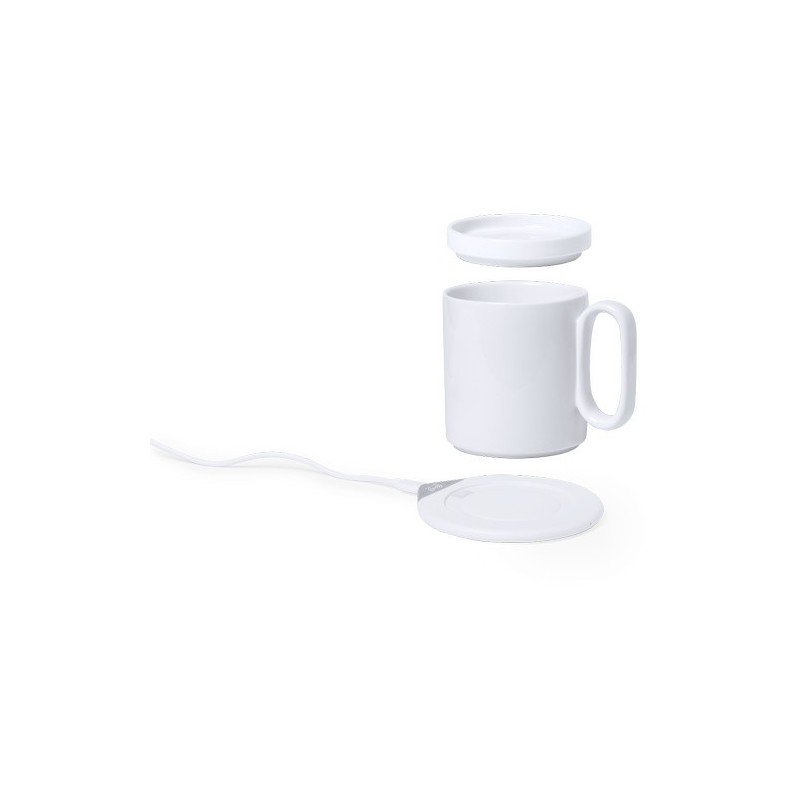 Chauffe-tasses sans fil personnalisé 10W  Kalan Matières : céramique Couleurs : blanc cadeau collaborateur premium