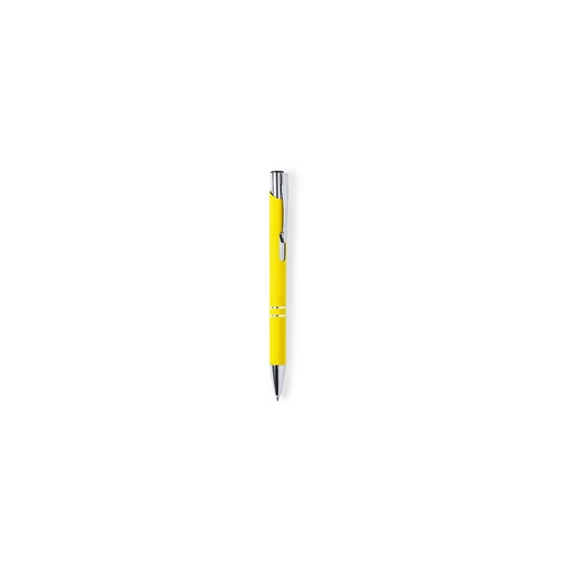 Stylo personnalisé publicitaire - Zromen Matières : caoutchouc Couleurs : jaune marquage laser ultra précis