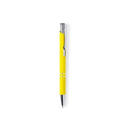 Stylo personnalisé publicitaire - Zromen Matières : caoutchouc Couleurs : jaune marquage laser ultra précis