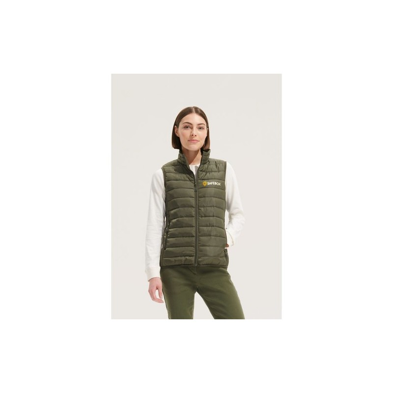 Gilet Bodywarmer Éco-responsable Personnalisé Femme - SOL'S STREAM Taille textile : M Couleurs : vert armée cadeau collaborateur