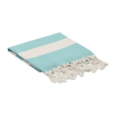 Fouta  et élégante personnalisée 140 gr/m² AGOURA Matières : coton recyclé Couleurs : turquoise cadeau affaires élégant