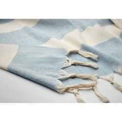 Fouta  et élégante personnalisée 140 gr/m² AGOURA Matières : coton recyclé Couleurs : bleu goodies publicitaire durable