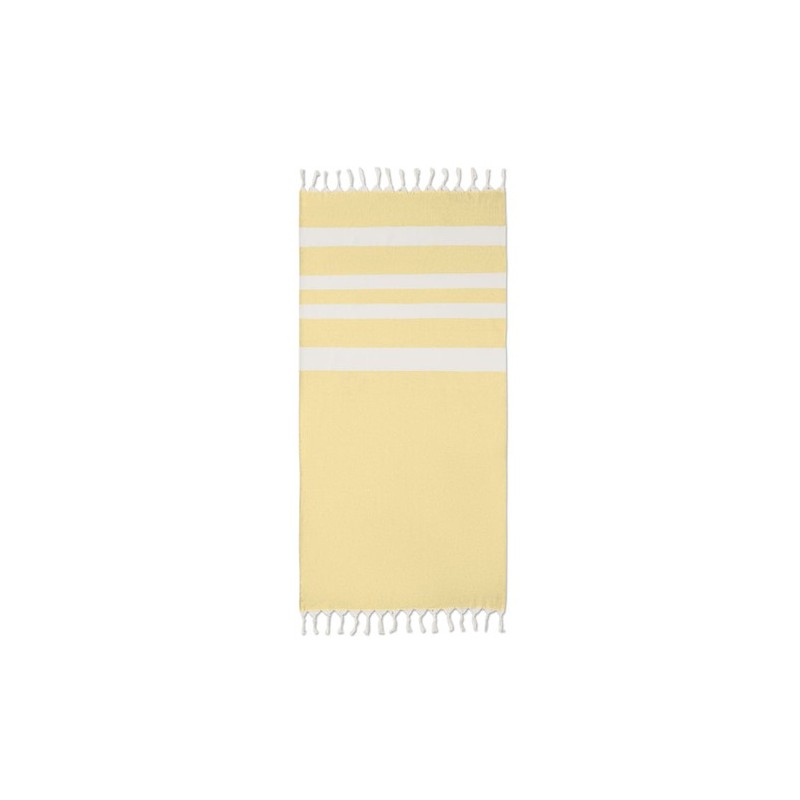 Fouta  et élégante personnalisée 140 gr/m² AGOURA Matières : coton recyclé Couleurs : jaune cadeau entreprise pas cher