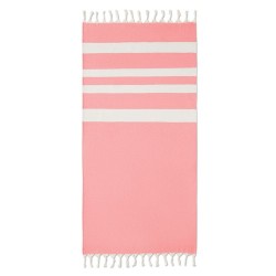 Fouta  et élégante personnalisée 140 gr/m² AGOURA Matières : coton recyclé Couleurs : rouge marquage laser ultra précis