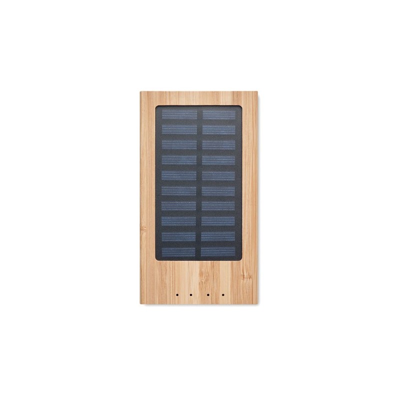 Powerbank solaire  personnalisée 4000 mAh - ARENA SOLAR Matières : bambou Couleurs : bois goodies publicitaire événementiel