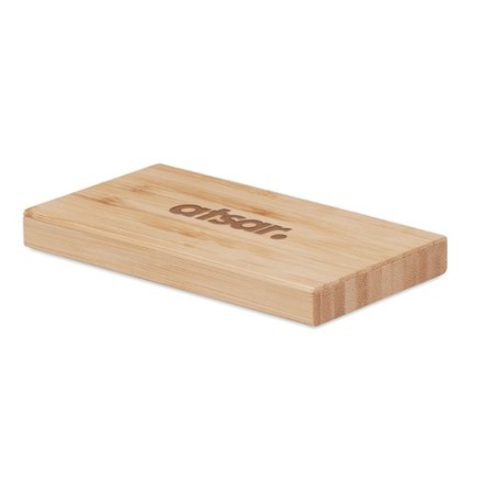 Powerbank solaire  personnalisée 4000 mAh - ARENA SOLAR Matières : bambou Couleurs : bois impression haute définition