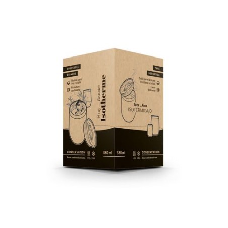 MUG ISOTHERME DOUBLE PAROI INOX AVEC COUVERCLE EN INOX RECYCLE