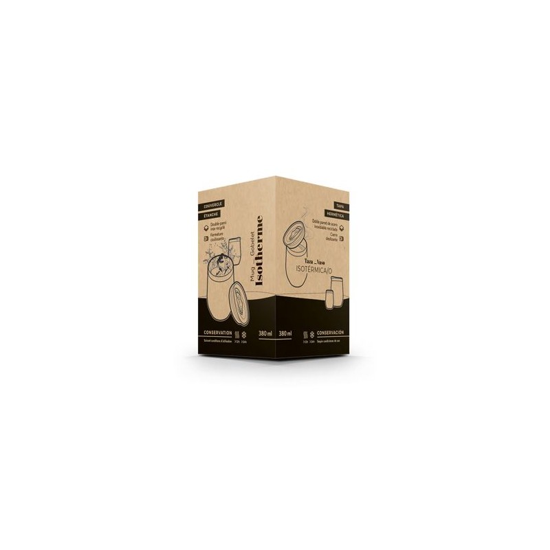 Mug Isotherme Double Paroi Éco-responsable en Inox avec Couvercle en Inox Recyclé - Personnalisable goodies personnalisé en stoc