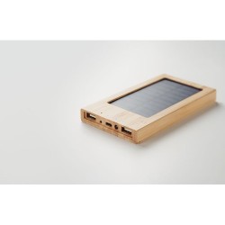 Powerbank solaire  personnalisée 4000 mAh - ARENA SOLAR Matières : bambou Couleurs : bois marquage laser ultra précis