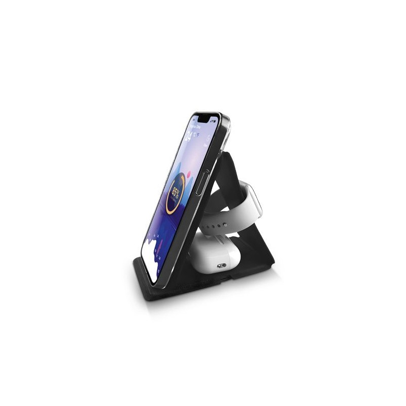 Chargeur Induction Éco-responsable 3 en 1 Pliable en rPET goodies publicitaire événementiel