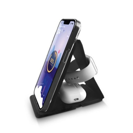 Chargeur Induction Éco-responsable 3 en 1 Pliable en rPET goodies publicitaire événementiel