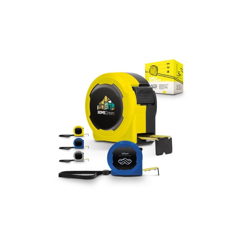 Mètre Ruban Jaune Pratique 5 m x 19 mm en Coque Plastique - Outil Publicitaire Personnalisé