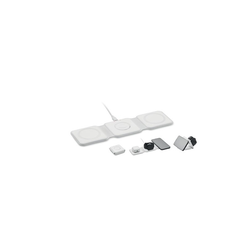 Chargeur pliable personnalisé 3 en 1 - ORIO Matières : ABS Couleurs : blanc