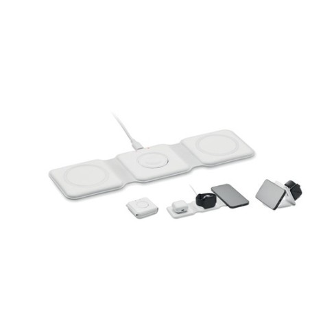 Chargeur pliable personnalisé 3 en 1 - ORIO Matières : ABS Couleurs : blanc