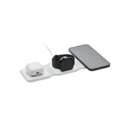 Chargeur pliable personnalisé 3 en 1 - ORIO Matières : ABS Couleurs : blanc goodies publicitaire événementiel