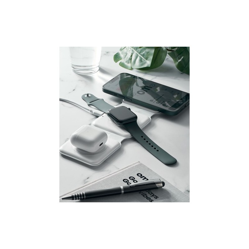 Chargeur pliable personnalisé 3 en 1 - ORIO Matières : ABS Couleurs : blanc impression haute définition
