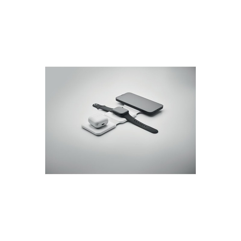 Chargeur pliable personnalisé 3 en 1 - ORIO Matières : ABS Couleurs : blanc livraison express 24h 48h