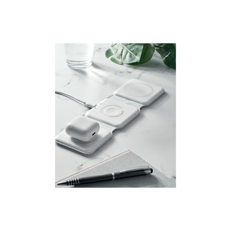 Chargeur pliable personnalisé 3 en 1 - ORIO Matières : ABS Couleurs : blanc cadeau collaborateur premium