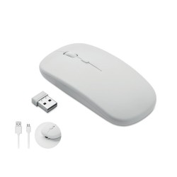 Souris sans fil rechargeable  personnalisée - CURVY C Matières : ABS recyclé Couleurs : blanc