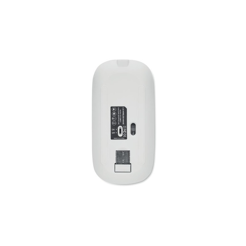 Souris sans fil rechargeable  personnalisée - CURVY C Matières : ABS recyclé Couleurs : blanc goodies publicitaire événementiel