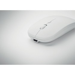 Souris sans fil rechargeable  personnalisée - CURVY C Matières : ABS recyclé Couleurs : blanc accessoire événementiel unique
