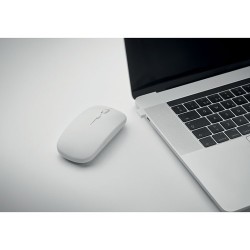 Souris sans fil rechargeable  personnalisée - CURVY C Matières : ABS recyclé Couleurs : blanc objet publicitaire robuste